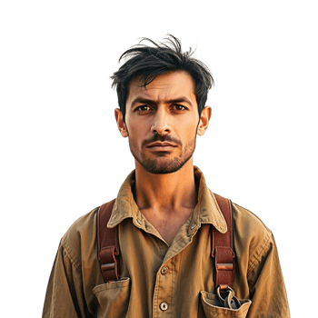 a man in a brown shirt and brown belt png
