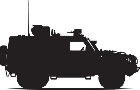 Tactical Defense Unit A silhouette of an armored vehicle ready for protection. vector