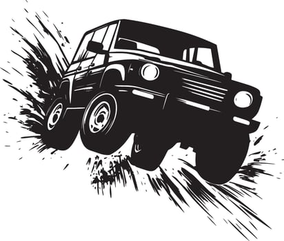 Vehicle Evasive Maneuver A vehicle making a sharp turn. full length silhouette black illustration vector