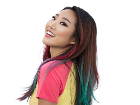 Photogenic Asian Woman with a Gorgeous Smile and a Trendy Outfit in a Professional Studio Portrait png