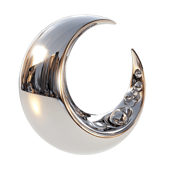 Shiny crescent moon ring embedded gemstones png