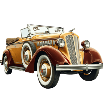 Vintage brown luxury car a convertible top and details png