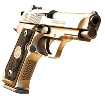 Gold and black handgun intricate engraved details png