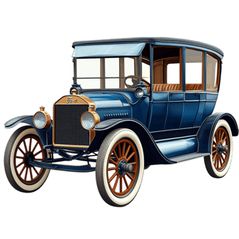 Vintage blue automobile a design and shiny metal trim png
