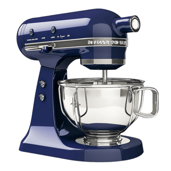 deep blue stand mixer a clear mixing bowl and a metal base png