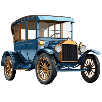 blue vintage car golden accents and open windows png