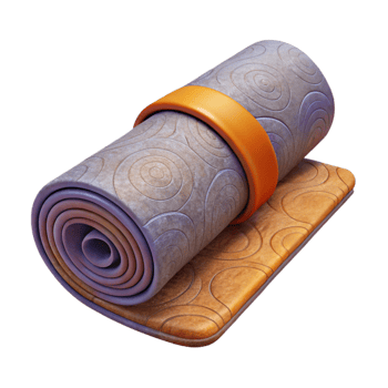 dramatic contemporary Empty Yoga Mat Rolled Up Isolated high resolution png