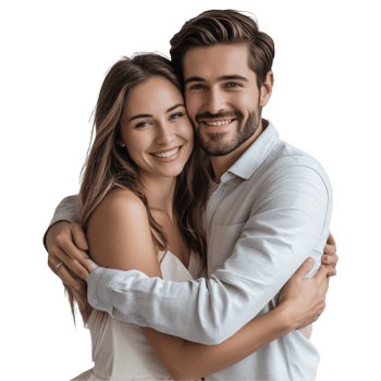 A man and woman hugging each other png