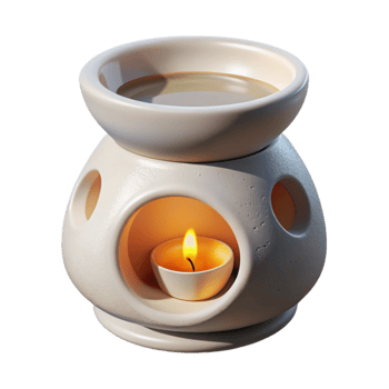 serene modern Essential Oil Burner Ceramic Design White Color Cutout Transparent Background detailed png