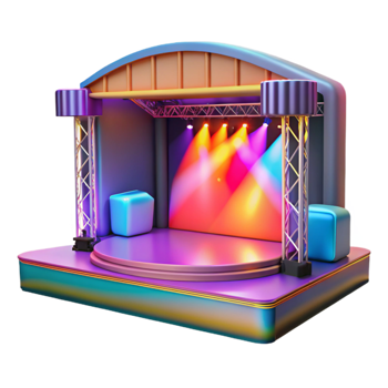 magnificent traditional Event Stage with Colorful Lighting Transparent Background detailed png