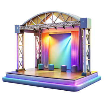 elegant classic Event Stage with Colorful Lighting Transparent Background detailed png