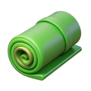 vibrant rustic Exercise Mat Green Rolled Up Isolated Element exclusive png