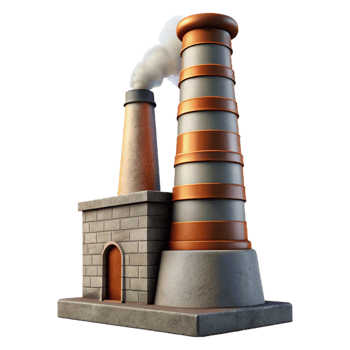beautiful minimalist Factory Chimney No Smoke Daytime Cutout high resolution png