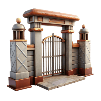 magnificent rustic Factory Gate Open Welcome View Isolated professional png