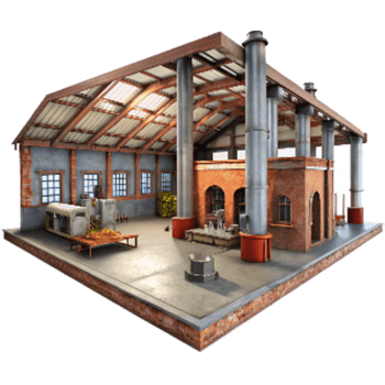 stunning traditional Factory Interior Wide Angle View Isolated high quality png