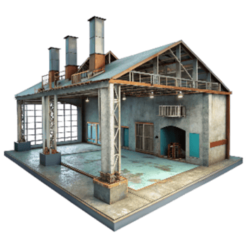 impressive traditional Factory Interior Wide Angle View Isolated exclusive png