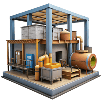 stunning minimalist Factory Interior with Machinery Isolated genuine png