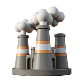 vibrant rustic Factory Smokestacks Grey Smoke Transparent Background authentic png
