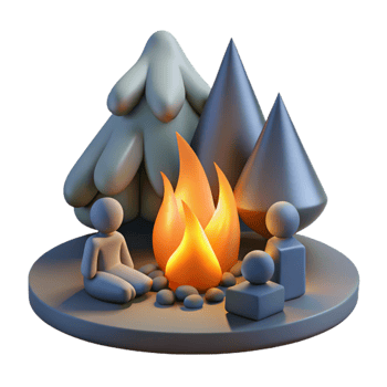 impressive contemporary Family Camping Fire Night Scene Silhouette Isolated high quality png