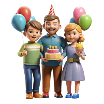 extraordinary modern Family Celebrating Birthday Cutout 4K png