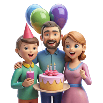 elegant classic Family Celebrating Birthday Cutout professional png