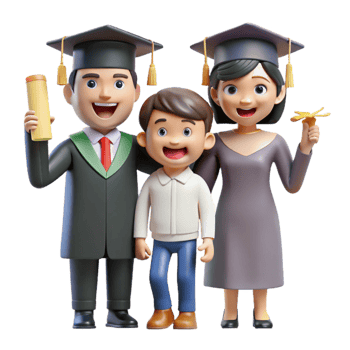 impressive rustic Family Celebrating Graduation Cutout detailed png