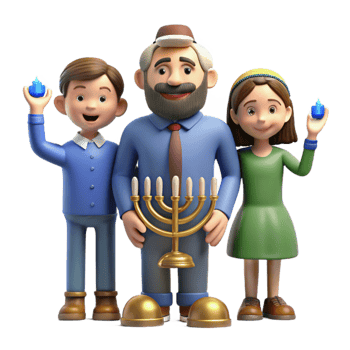 wonderful artistic Family Celebrating Hanukkah Cutout high quality png