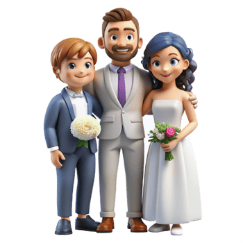 stunning creative Family Celebrating Wedding Isolated detailed png