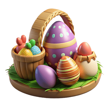 beautiful artistic Family Easter Egg Hunt Transparent Background authentic png