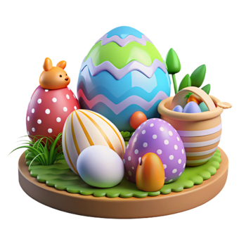 beautiful vintage Family Easter Egg Hunt Transparent Background professional png
