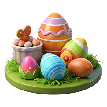 stunning artistic Family Easter Egg Hunt Transparent Background detailed png