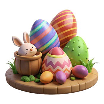 beautiful traditional Family Easter Egg Hunt Transparent Background high resolution png
