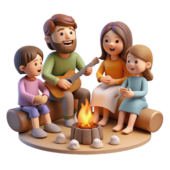 magnificent creative Family Gathering Around Campfire Transparent Background professional png