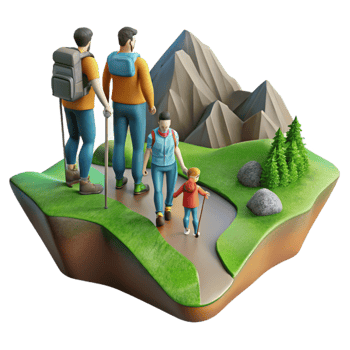 magnificent creative Family Hiking Mountain Trail Scenic View Cutout 4K png
