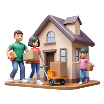 beautiful abstract Family Moving Into New Home Isolated premium png