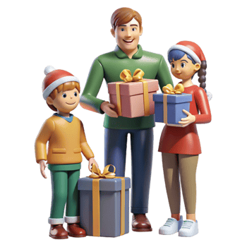 wonderful rustic Family Opening Christmas Presents Cutout original png