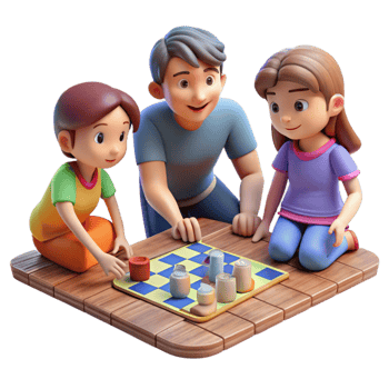 serene creative Family Playing Board Game Cutout high resolution png