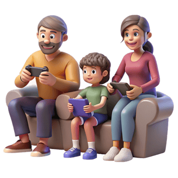 elegant traditional Family Playing Games Fun Time Isolated premium png
