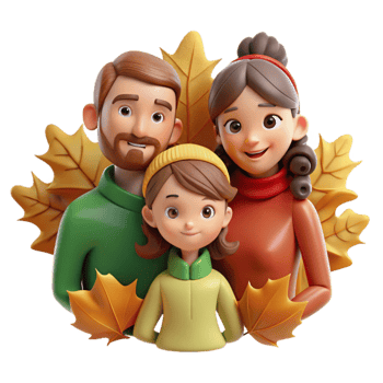 magnificent contemporary Family Portrait in Autumn Leaves Isolated original png