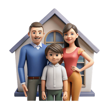 magnificent classic Family Portrait in New Home Transparent Background premium png