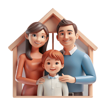 wonderful creative Family Portrait in New Home Transparent Background authentic png