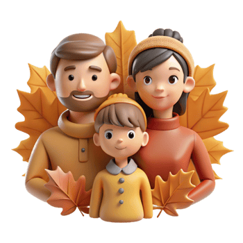 extraordinary minimalist Family Portrait in Autumn Leaves Isolated original png