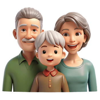 wonderful traditional Family Portrait Three Generations Together Isolated professional png