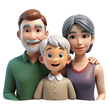 extraordinary abstract Family Portrait Three Generations Together Isolated 4K png