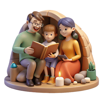 beautiful abstract Family Reading Together Cozy Scene Cutout high resolution png