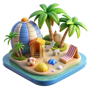 magnificent abstract Family Vacation Beach Scene Sunny Day Cutout professional png