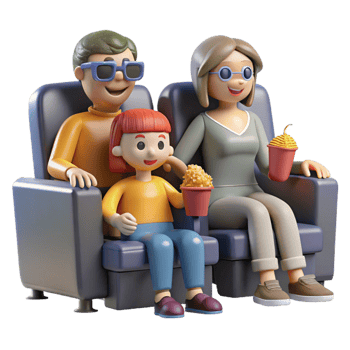 dramatic classic Family Watching Movie Home Theater Isolated original png