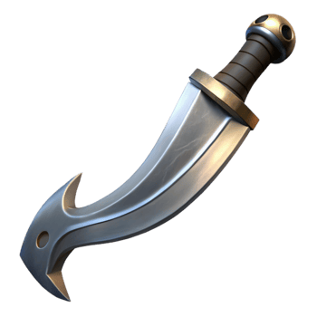 vibrant vintage Fantasy Sword Curved Blade Silver and Black Cutout high quality png