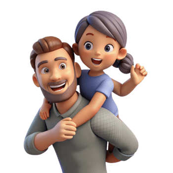extraordinary modern Father Giving Piggyback Ride to Daughter Playful Moment Isolated detailed png