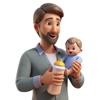beautiful traditional Father Holding Baby Bottle Feeding Time Isolated genuine png